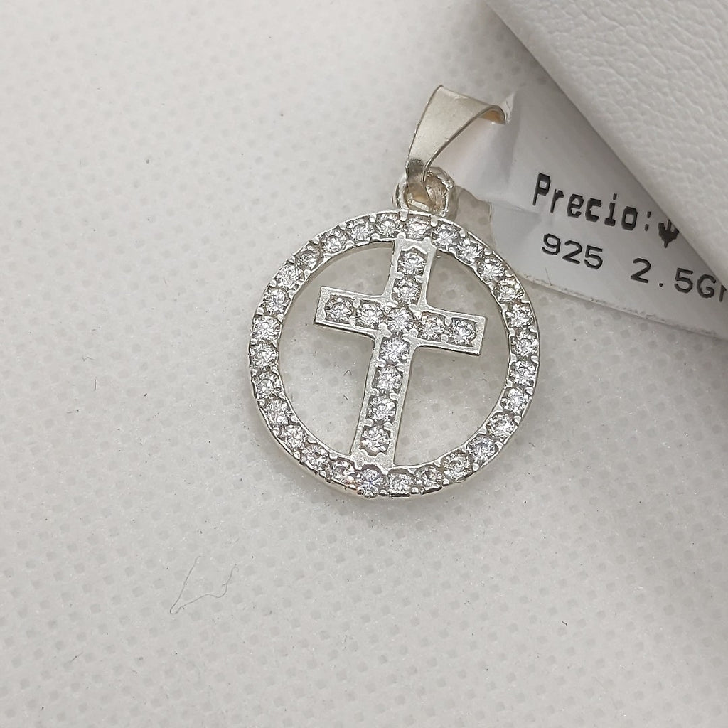 DIJE CRUZ C/CIRCONIAS PLATA .925 2.5 GR (NUEVO)