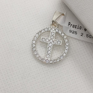 DIJE CRUZ C/CIRCONIAS PLATA .925 2.5 GR (NUEVO)