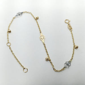 PULSERA ESPECIAL CON TREBOL 14K 18 CM 1.8 GR (NUEVO)