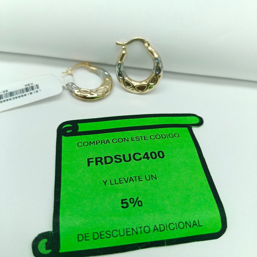 ARETES ARRACADAS COMBINADAS CON INFINITO 14K 2.3 GR (NUEVO)