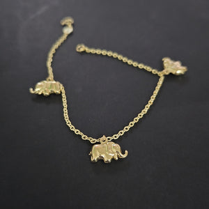 PULSERA ESPECIAL CON DIJES ELEFANTES 10K 18 CM 2.1 GR (NUEVO)