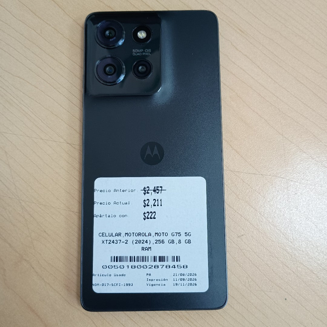 CELULAR MOTOROLA MOTO G75 5G XT2437-2 (2024) 256 GB 8 GB RAM (SEMINUEVO)