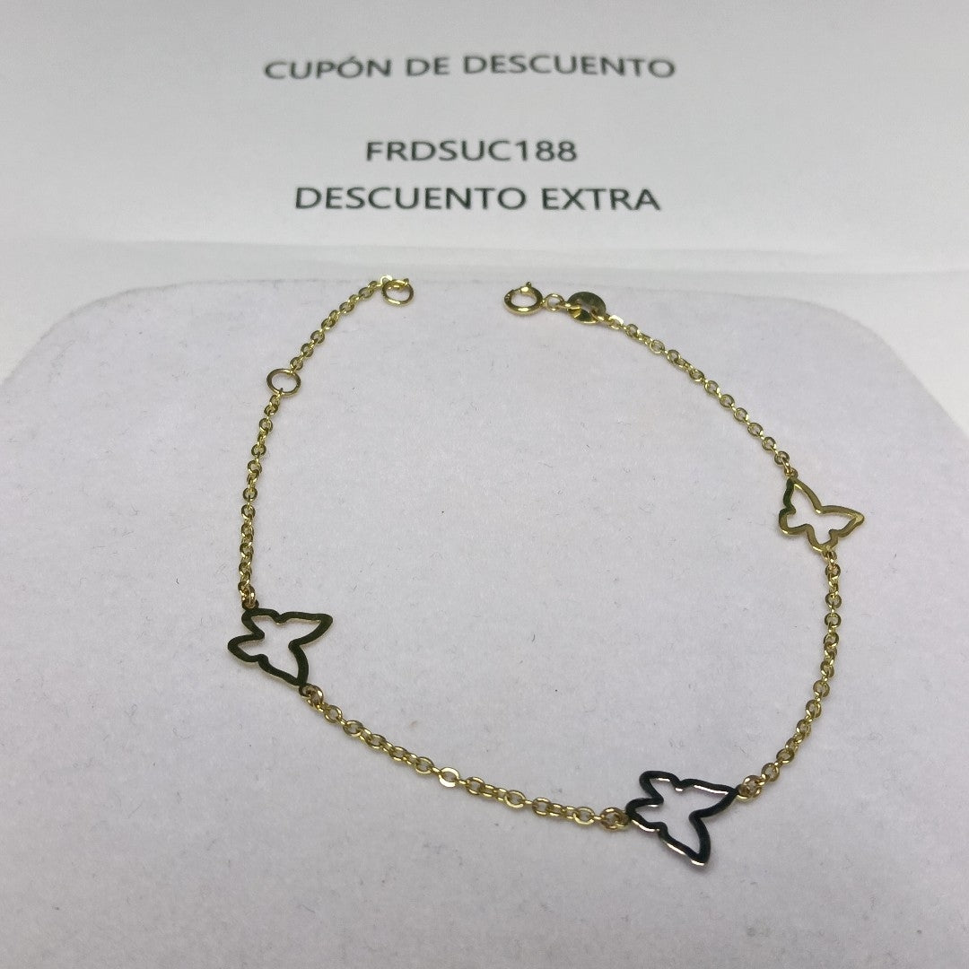 PULSERA ESPECIAL C MARIPOSAS 14K 18 CM 1.7 GR (NUEVO)