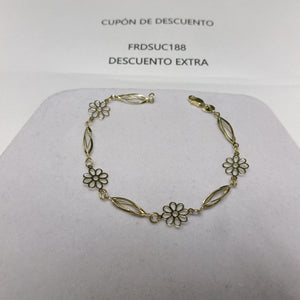 PULSERA ESPECIAL CON FLORES 14K 18 CM 2.6 GR (NUEVO)
