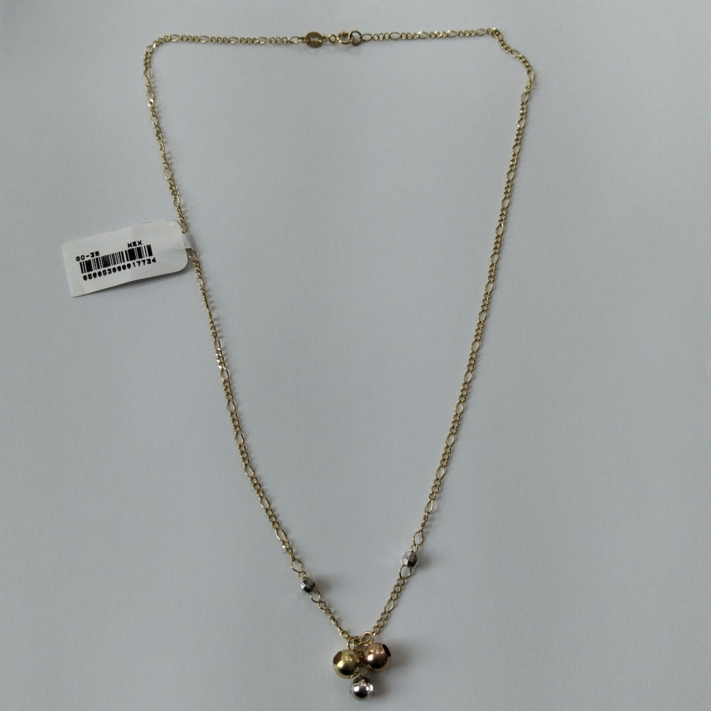 CADENA GARGANTILLA 3X1 CON ESFERAS COMBINADAS 14K 45 CM 3.1 GR (NUEVO)