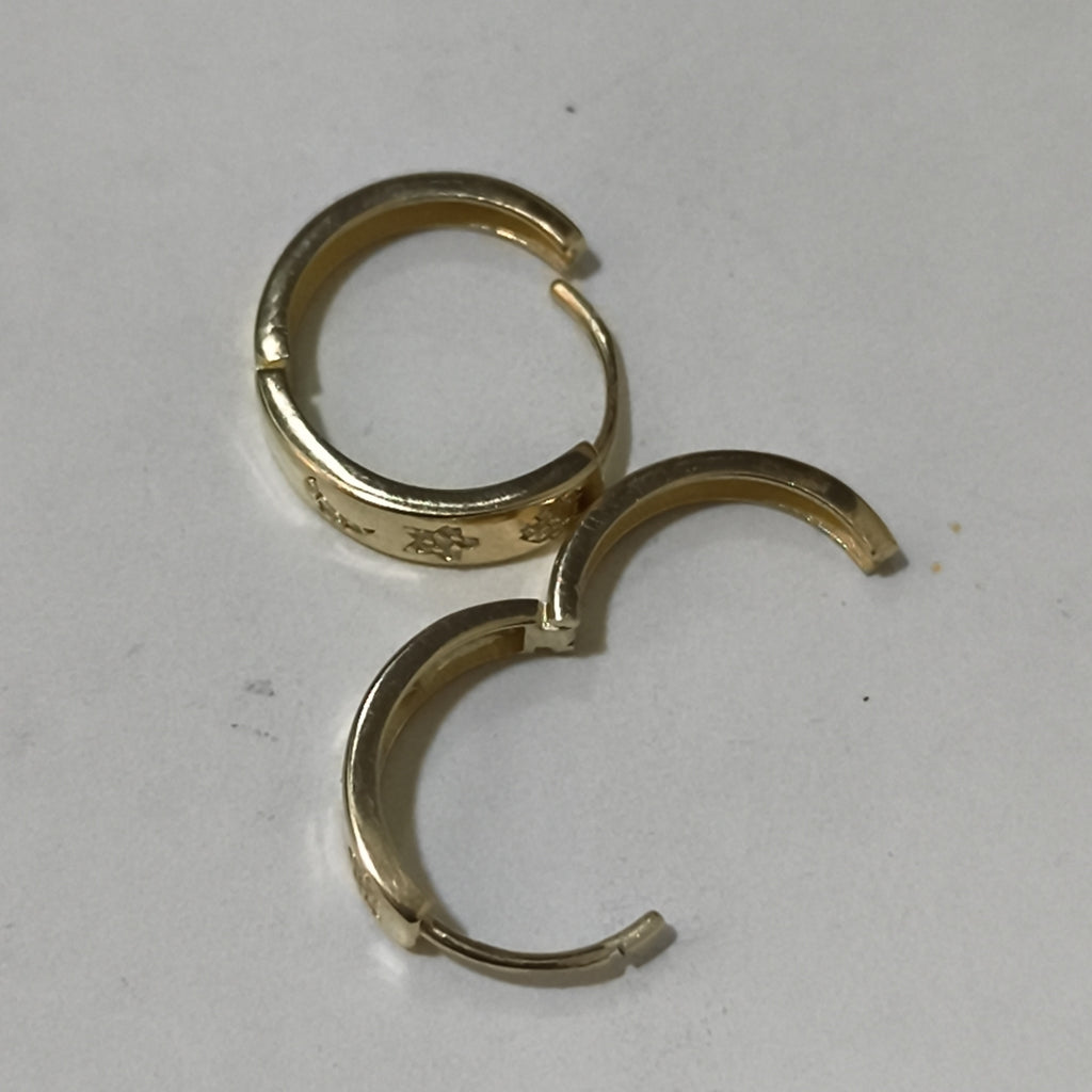 ARETES TEJIDO HUGGIES CON CIRCONIAS 14K 2.9 GR (NUEVO)