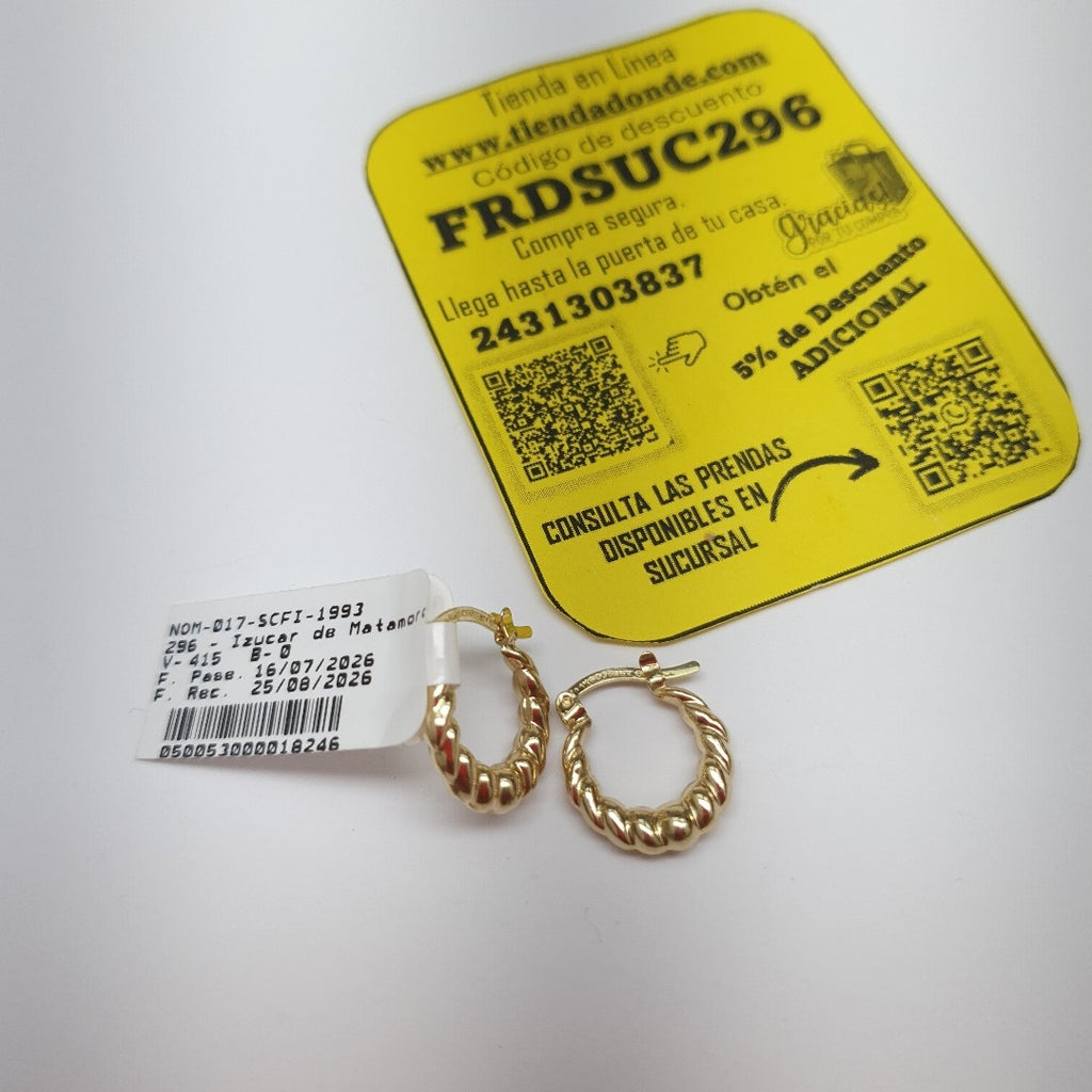 ARETES ARRACADAS TZL HUECAS 14K 1.6 GR (NUEVO)