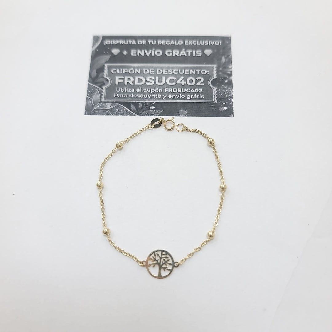 PULSERA TEJIDO ESPECIAL ARBOL 14K 18 CM 1.7 GR (NUEVO)