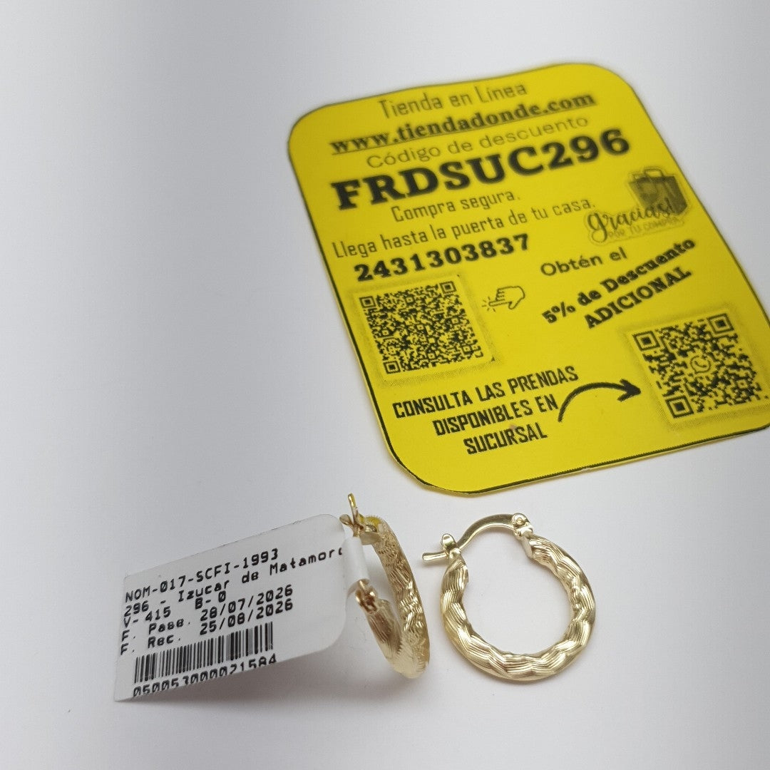 ARETES TEJIDO ARRACADAS ASTRIADAS 14K 1.9 GR (NUEVO)