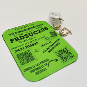 ARETES ARRACADA ESTRIADAS 14K 1.1 GR (NUEVO)