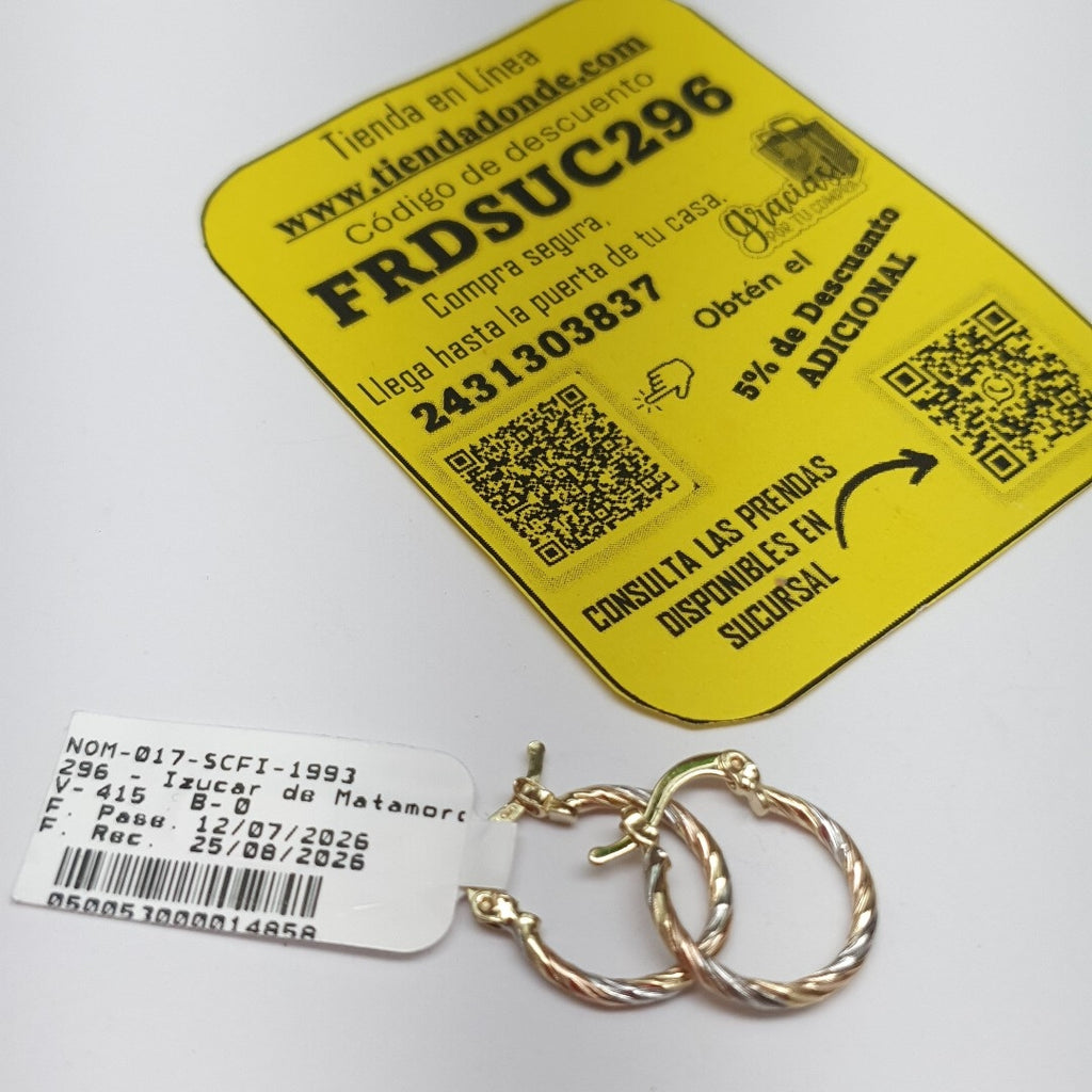 ARETES ARRACADAS COMBINADAS 14K 2 GR (NUEVO)