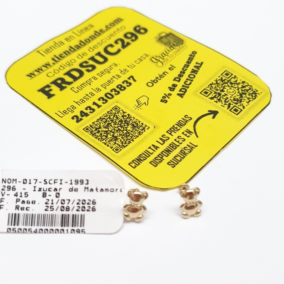 BROQUELES BROQUEL FIG OSO 14K 0.2592 GR (NUEVO)