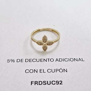 ANILLO ANILLITO FLOR C CIRCONIAS 14K 9 TALLA 2 GR (NUEVO)