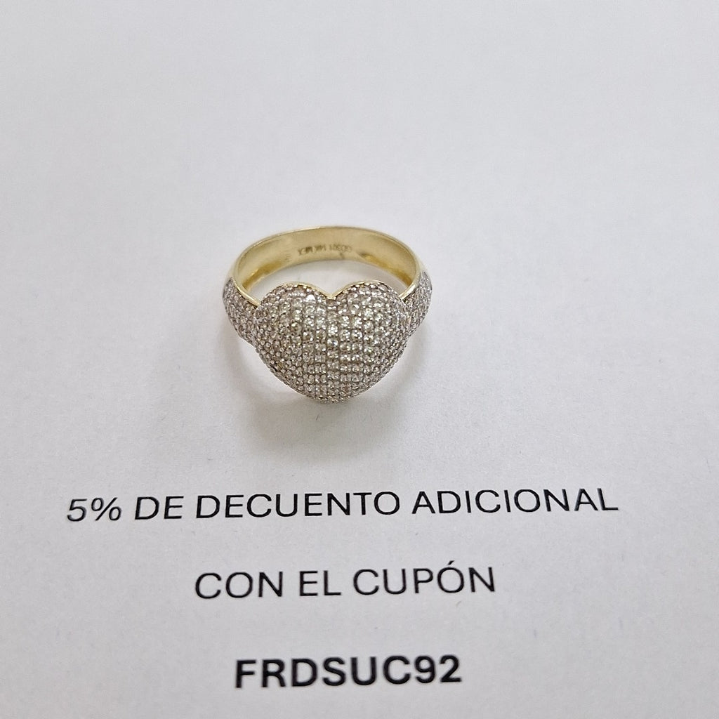 ANILLO ANILLITO CORAZON C CIRCONIAS 14K 8 TALLA 5 GR (NUEVO)