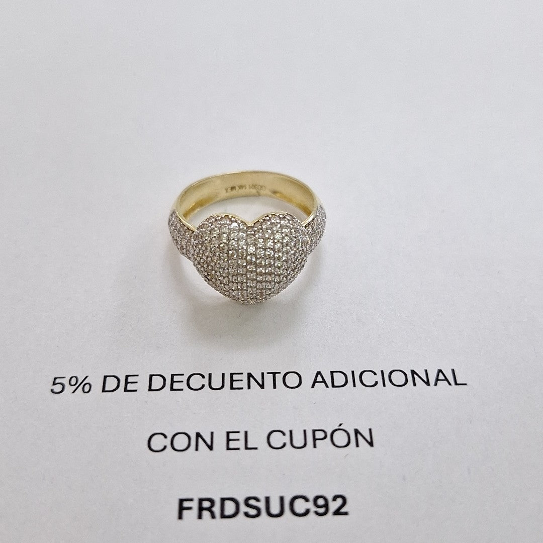 ANILLO ANILLITO CORAZON C CIRCONIAS 14K 8 TALLA 5 GR (NUEVO)