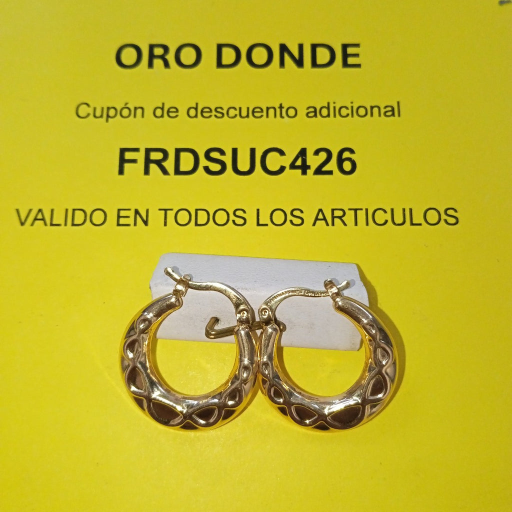ARETES TEJIDO ARRACADAS CON FIGURA 14K 2.2 GR (NUEVO)