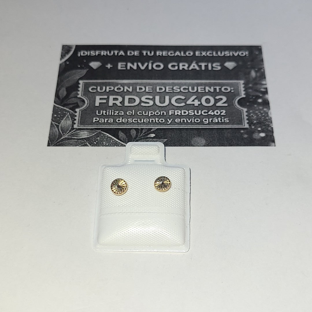 BROQUELES BROQUEL FIG BOTON RAYADO 14K 0.1577 GR (NUEVO)