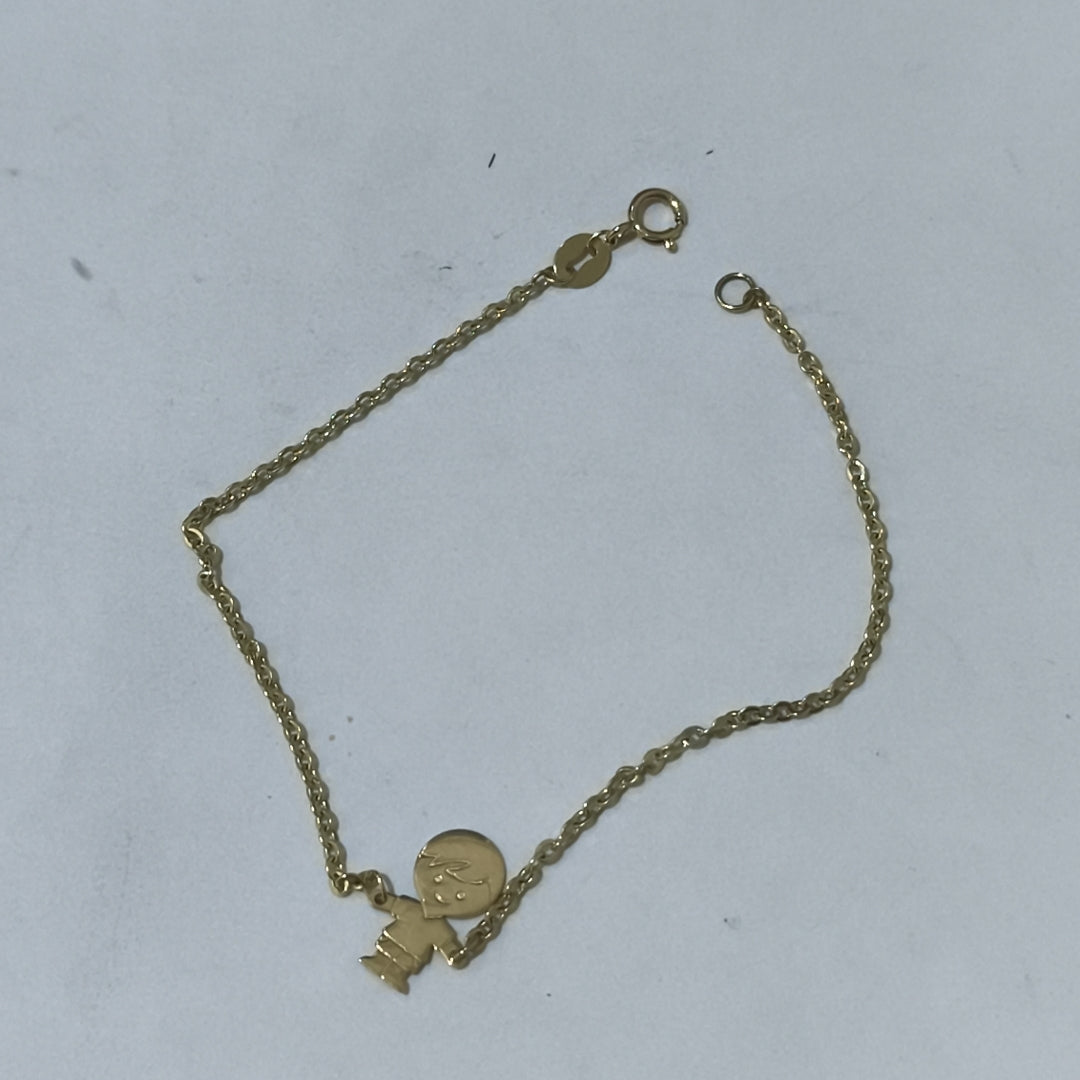 PULSERA TEJIDO ESPECIAL FIG NIÑO 14K 18 CM 1.4 GR (NUEVO)