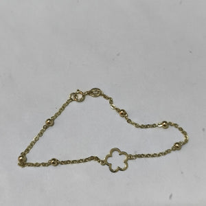 PULSERA TEJIDO ESPECIAL CON FLOR 14K 18 CM 1.6 GR (NUEVO)