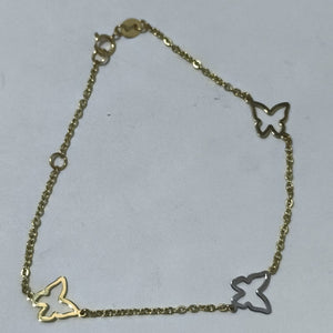 PULSERA ESPECIAL C MARIPOSAS 14K 18 CM 1.7 GR (NUEVO)