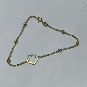 PULSERA TEJIDO ESPECIAL CON FLOR 14K 18 CM 1.6 GR (NUEVO)