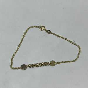 PULSERA TEJIDO ESPECIAL CON BOLITAS 14K 18 CM 1.8 GR (NUEVO)