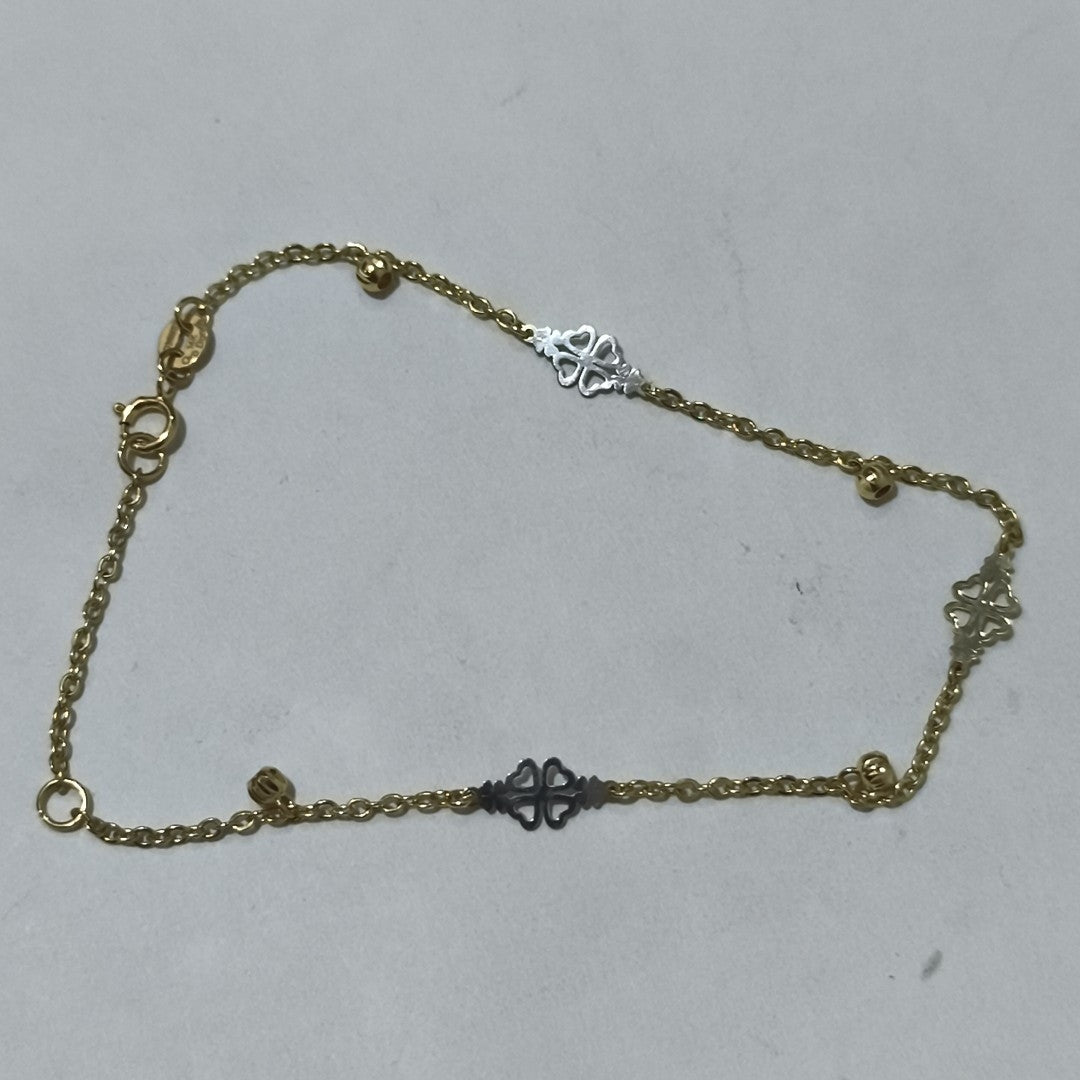 PULSERA ESPECIAL CON TREBOL 14K 18 CM 1.9 GR (NUEVO)