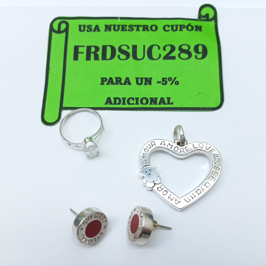ANILLITO, BROQUELES PAR, DIJE PLATA 12 GRMS (SEMINUEVO)