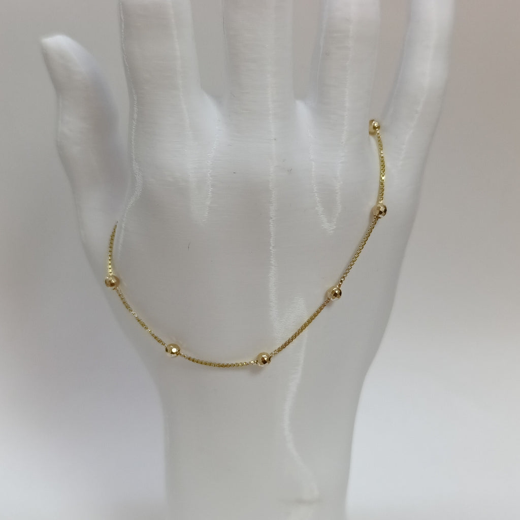 PULSERA ESPECIAL CON BOLITAS 14K 18 CM 1.4 GR (NUEVO)