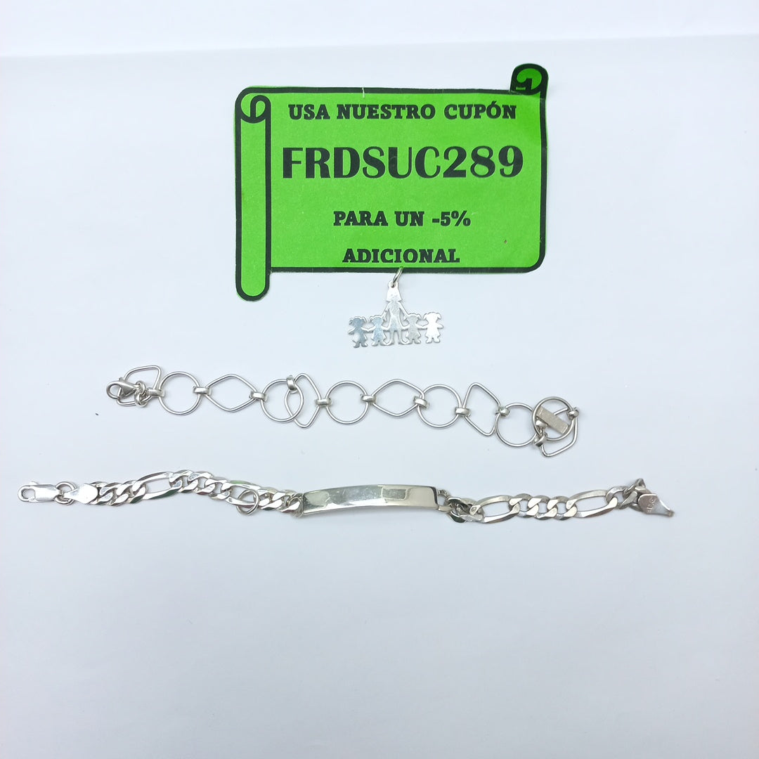 DIJE, ESCLAVA, PULSERA PLATA 16.2 GRMS (SEMINUEVO)