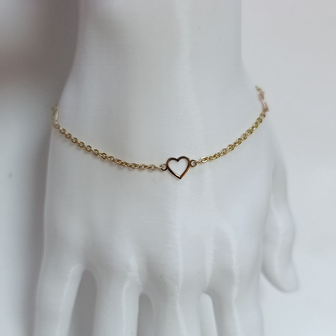PULSERA ESPECIAL CON CORAZONES 10K 18 CM 1.2 GR (NUEVO)
