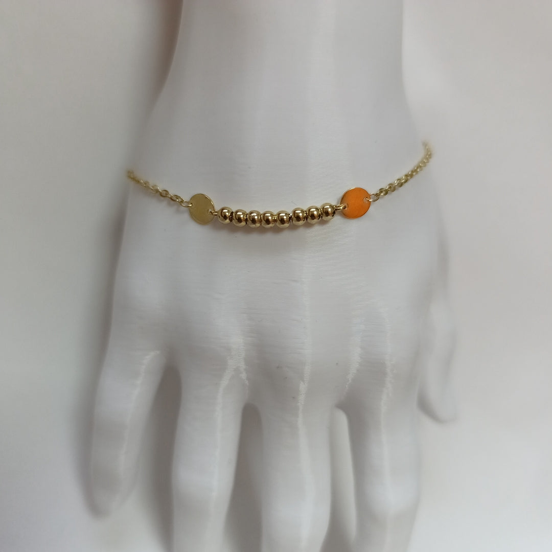 PULSERA TEJIDO ESPECIAL CON BOLITAS 14K 18 CM 1.8 GR (NUEVO)
