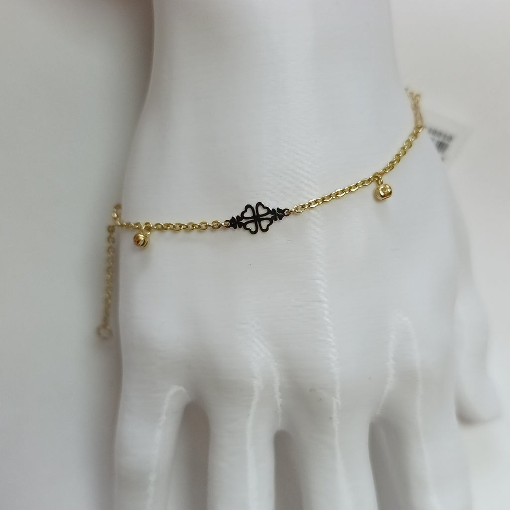 PULSERA ESPECIAL CON TREBOL 14K 18 CM 1.8 GR (NUEVO)