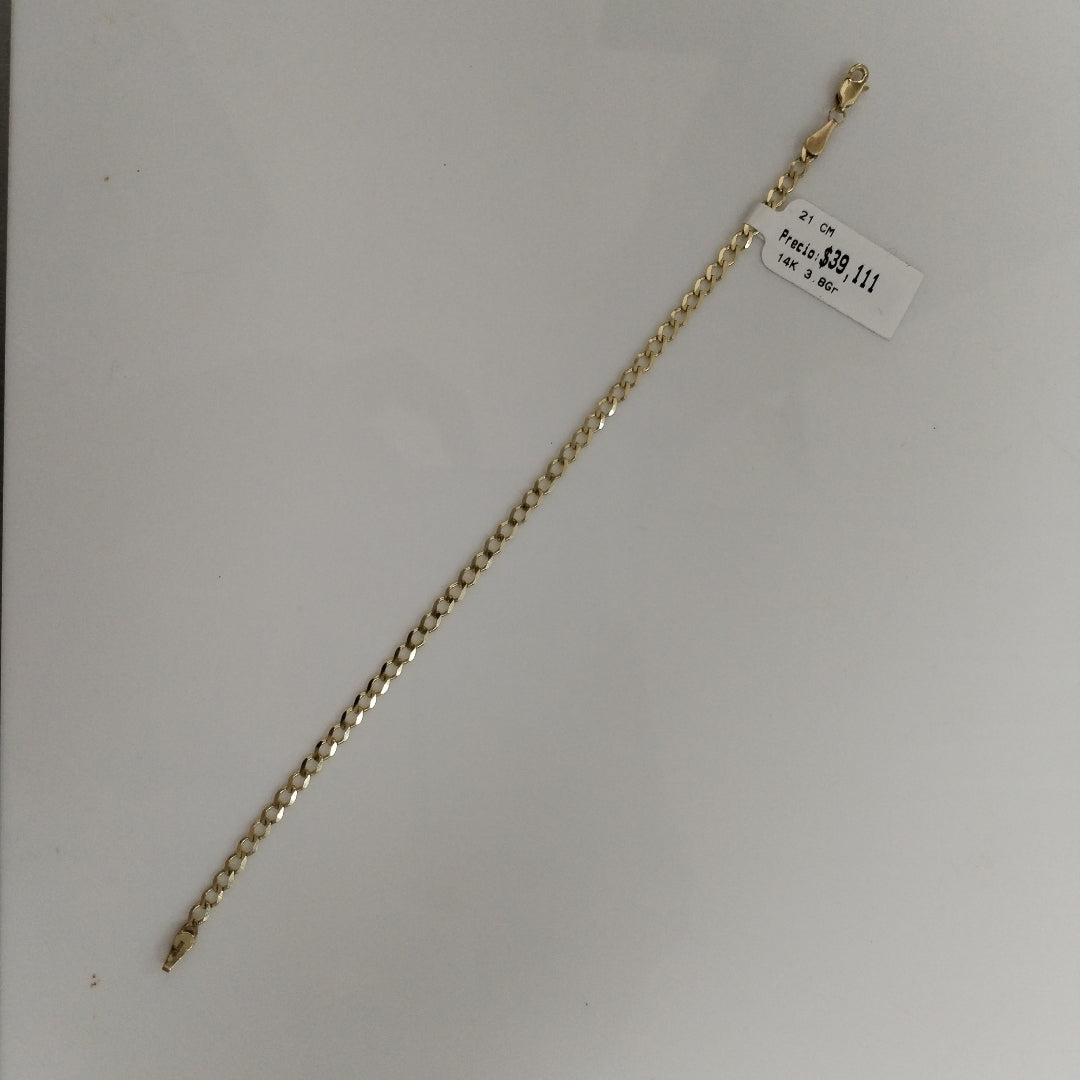 PULSERA TEJIDO BARBADA 14K 21 CM 3.8 GR (NUEVO)