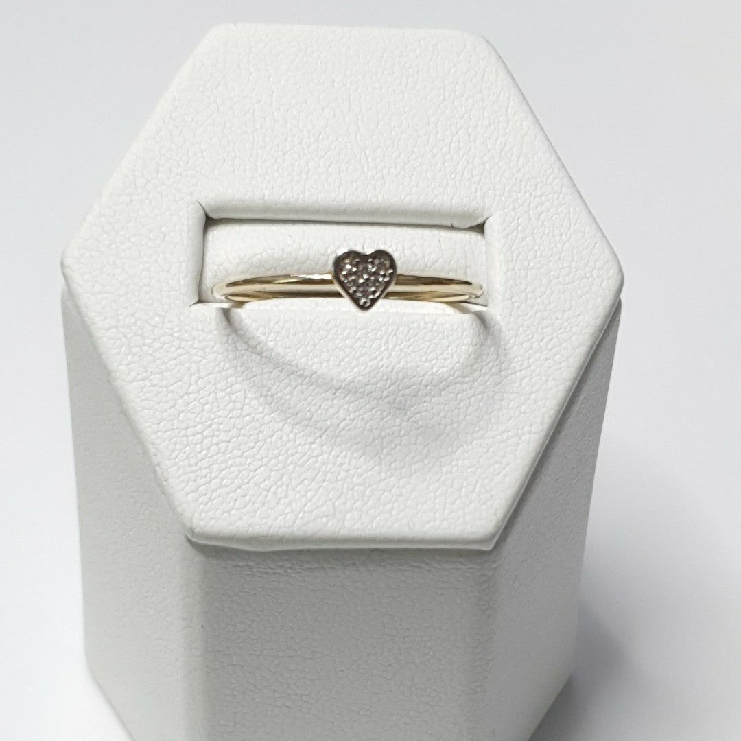 ANILLO ANILLITO CORAZON C CIRCONIA 14K 9 TALLA 1 GR (NUEVO)