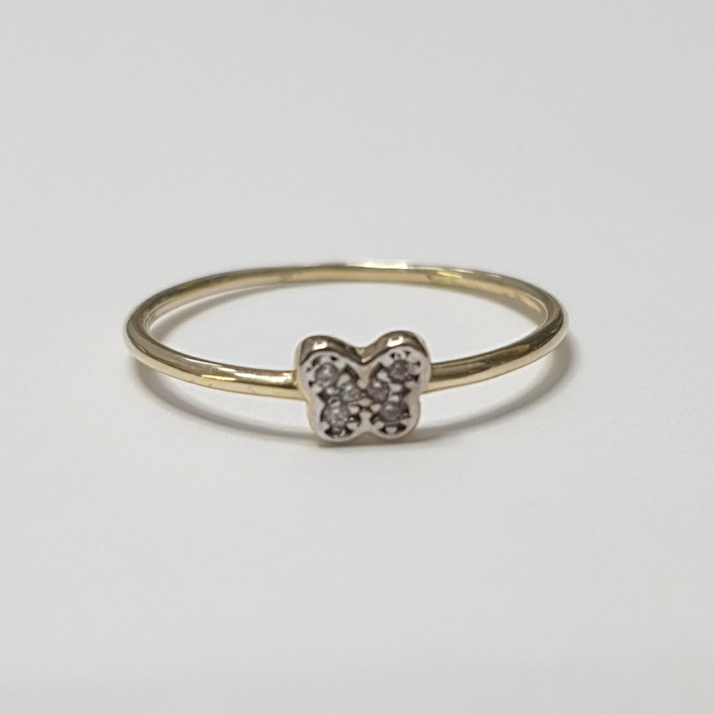 ANILLO ANILLITO MARIPOSA C CIRCONIAS 14K 9 TALLA 1 GR (NUEVO)