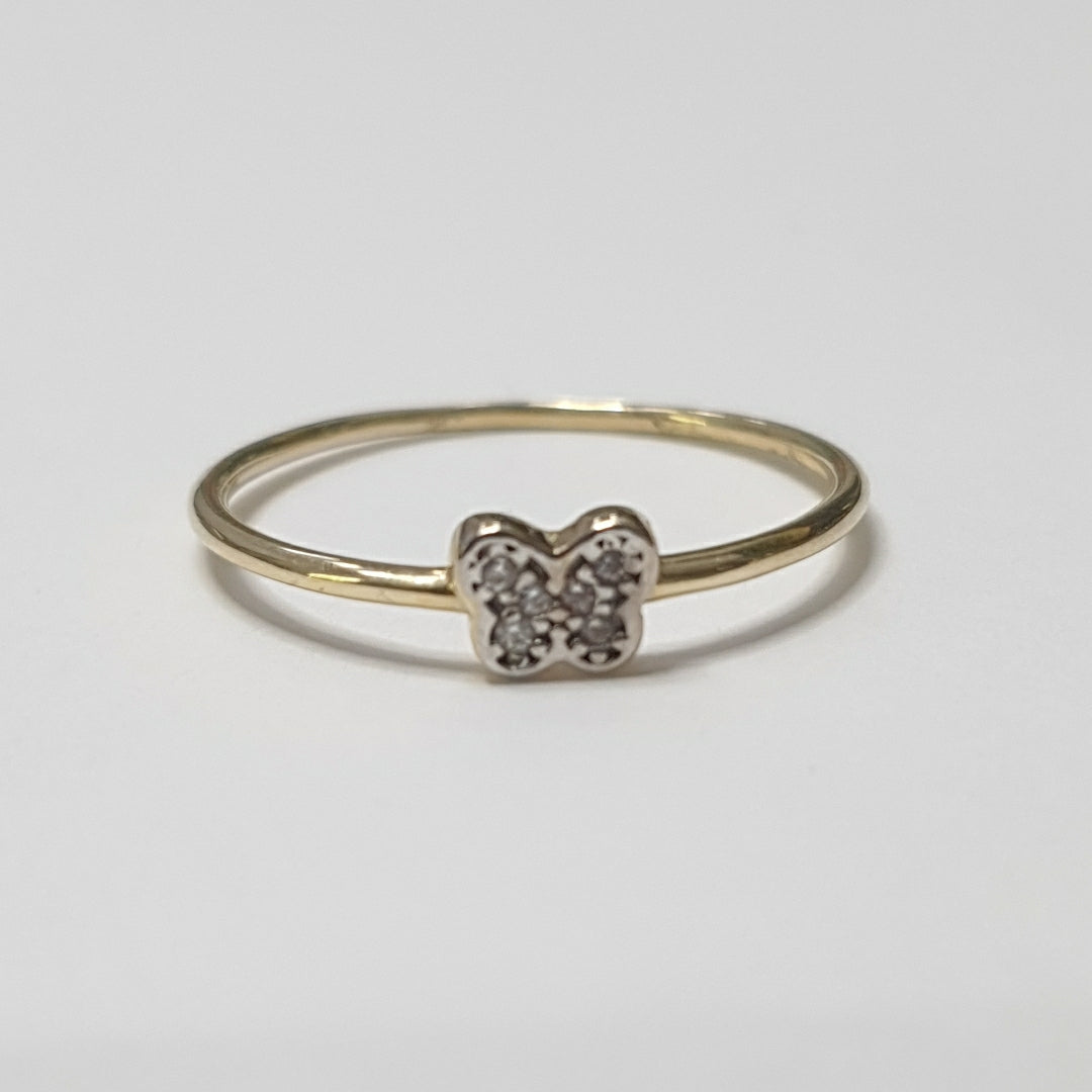 ANILLO ANILLITO MARIPOSA C CIRCONIAS 14K 9 TALLA 1 GR (NUEVO)