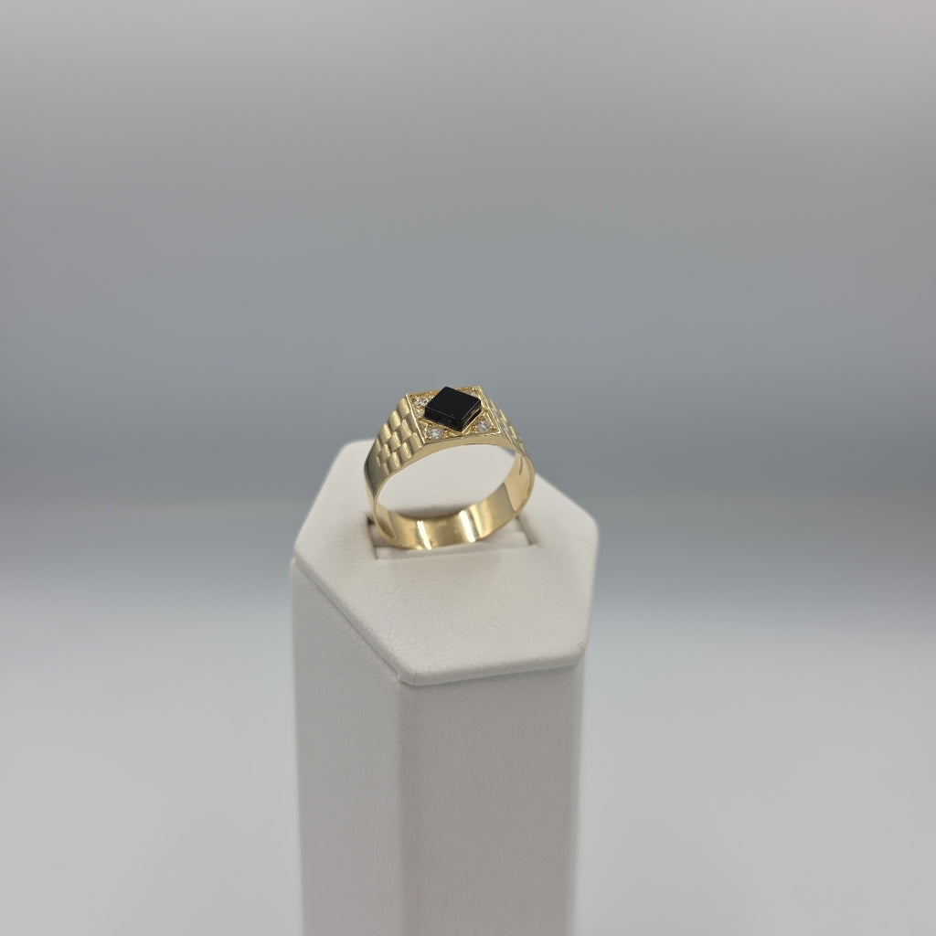 ANILLOS CON ONIX Y CIRCONIAS 14K TALLA 12 4.5 GR (NUEVO)