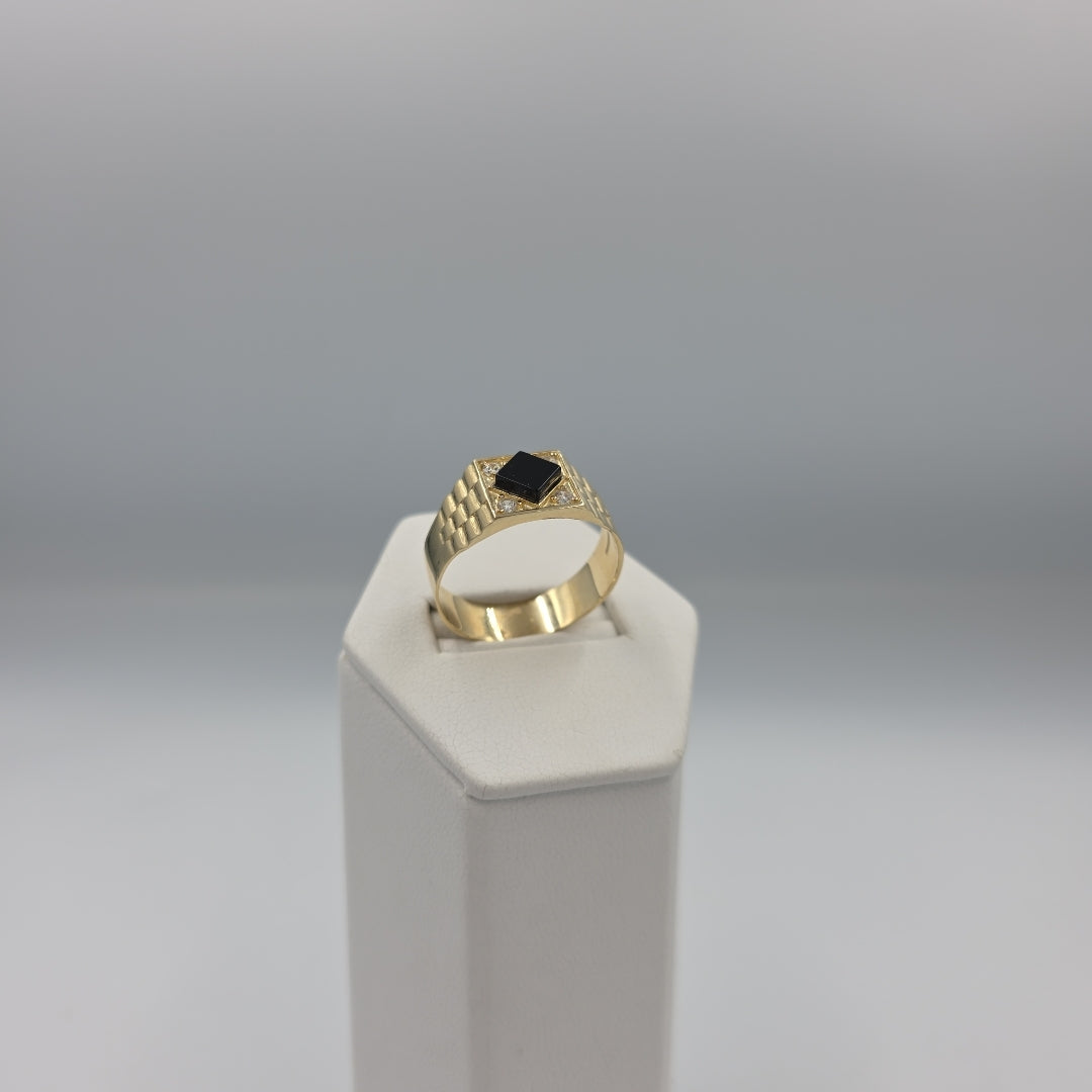 ANILLOS CON ONIX Y CIRCONIAS 14K TALLA 12 4.5 GR (NUEVO)