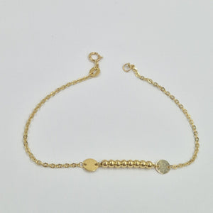 PULSERA TEJIDO ESPECIAL CON BOLITAS 14K 18 CM 1.8 GR (NUEVO)