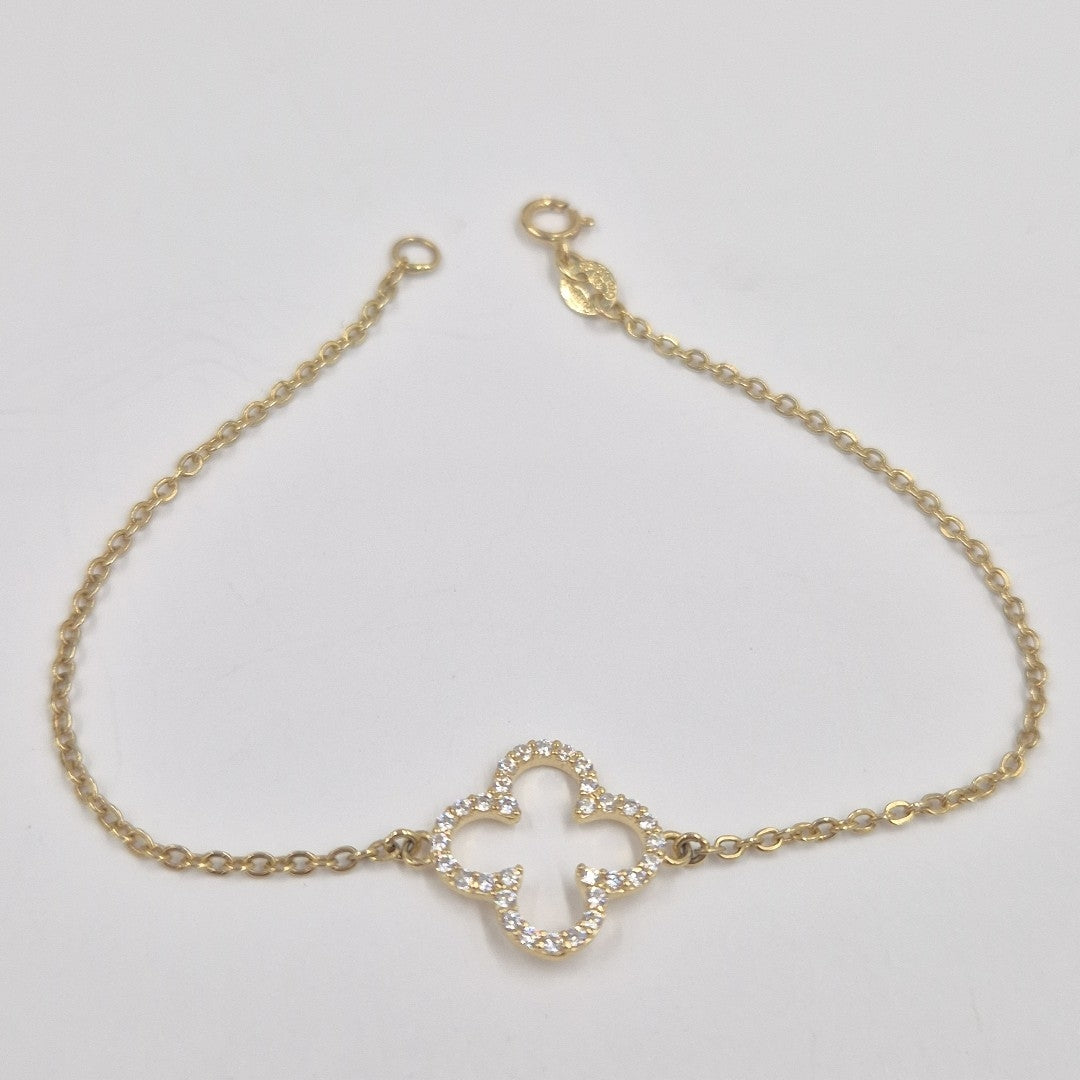 PULSERA TEJIDO ESPECIAL C CIRCONIAS 14K 18 CM 1.8 GR (NUEVO)