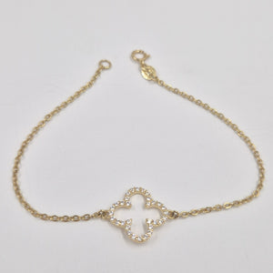 PULSERA TEJIDO ESPECIAL C CIRCONIAS 14K 18 CM 1.8 GR (NUEVO)