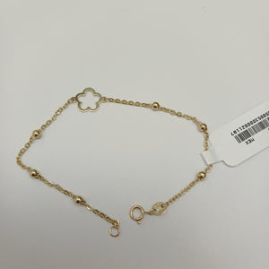 PULSERA TEJIDO ESPECIAL CON FLOR 14K 18 CM 1.6 GR (NUEVO)