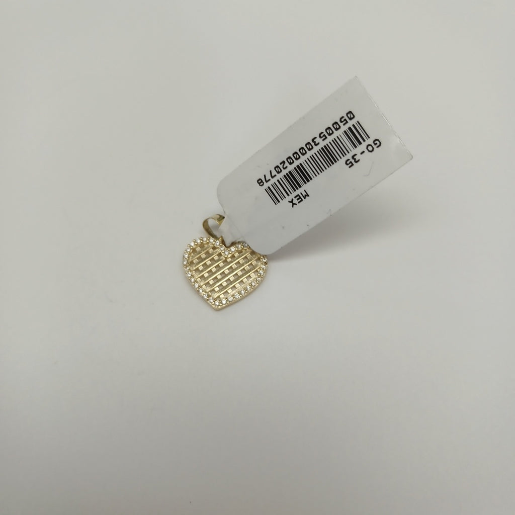 DIJE TEJIDO CORAZON CON CERCO DE CIRCONIAS 14K 1.2 GR (NUEVO)