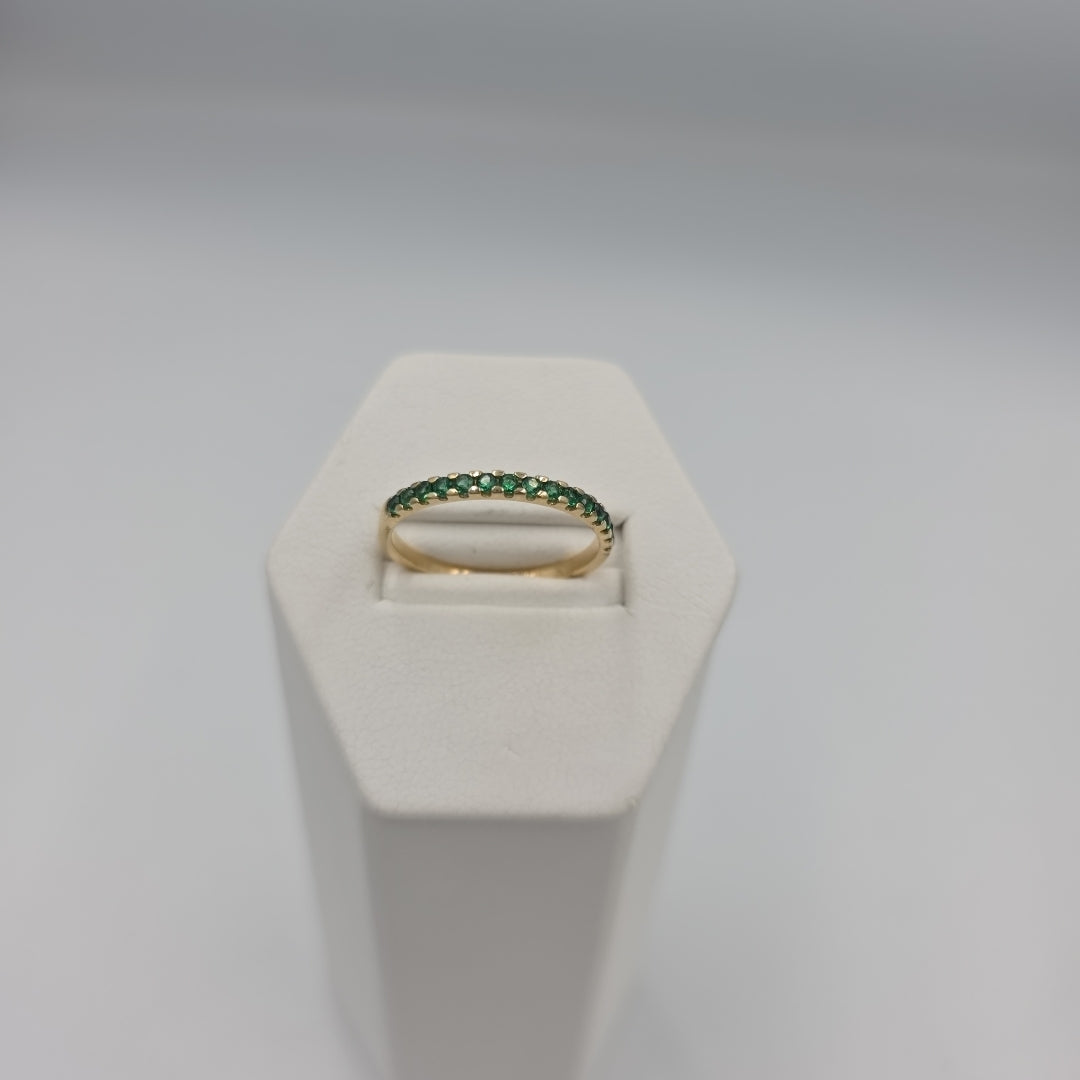 ANILLO ANILLITO MEDIA CHURUMBELA C PDRAS COLOR VERDE 14K 9 TALLA 1.7 GR (NUEVO)