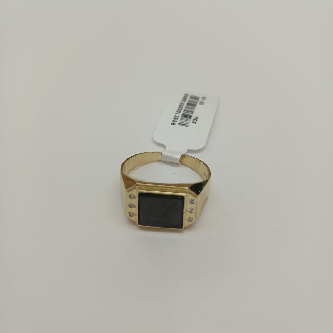 ANILLOS CON ONIX Y CIRCONIAS 10K TALLA 10 3.7 GR (NUEVO)