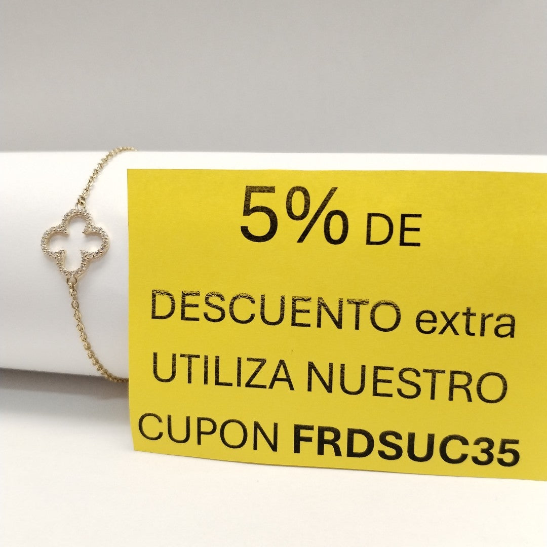 PULSERA TEJIDO ESPECIAL C CIRCONIAS 14K 18 CM 1.8 GR (NUEVO)