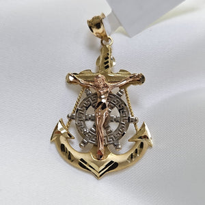 CRISTO EN ANCLA ORO COMBINADO 14 K 6.5 GRMS (SEMINUEVO)