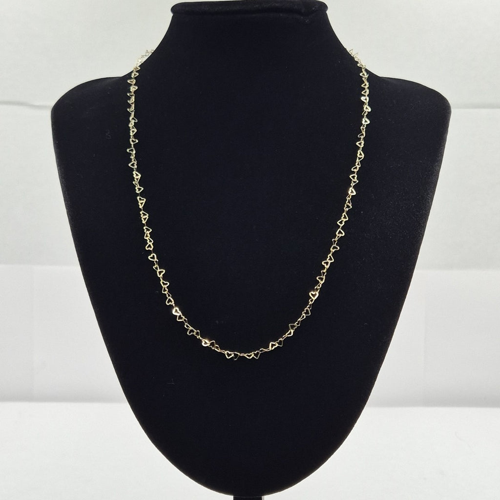 CADENAS TEJIDO CORAZONES ORO 10K 55 CM 2.7 GR (NUEVO)