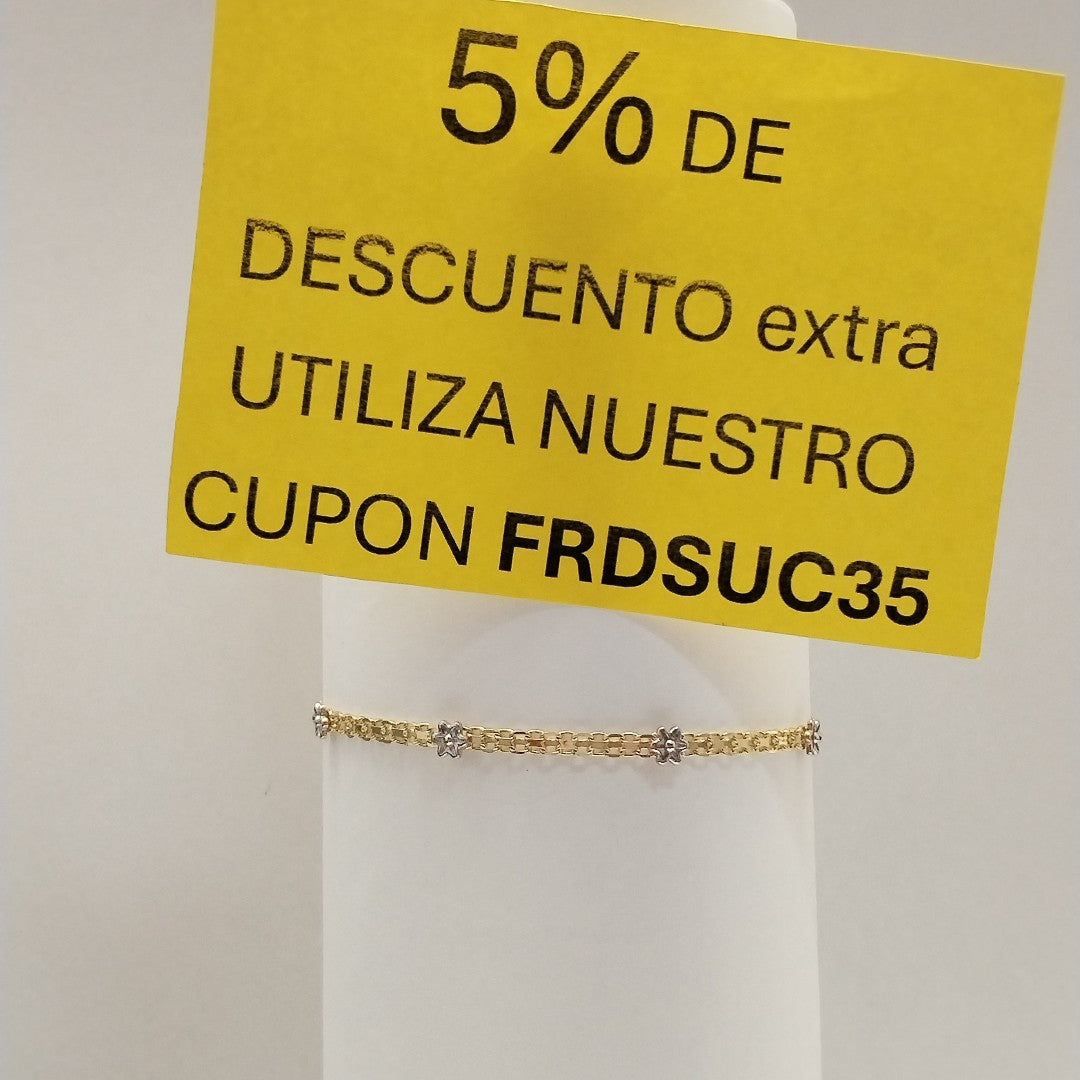 PULSERA ESPECIAL C FLORES 14K 18 CM 2.9 GR (NUEVO)